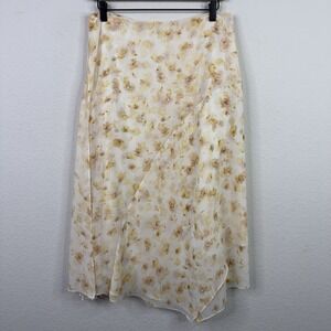 Vince Skirt Womens 6 Yellow Floral Asymmetric Coquette Romantic Cottagecore Y2K